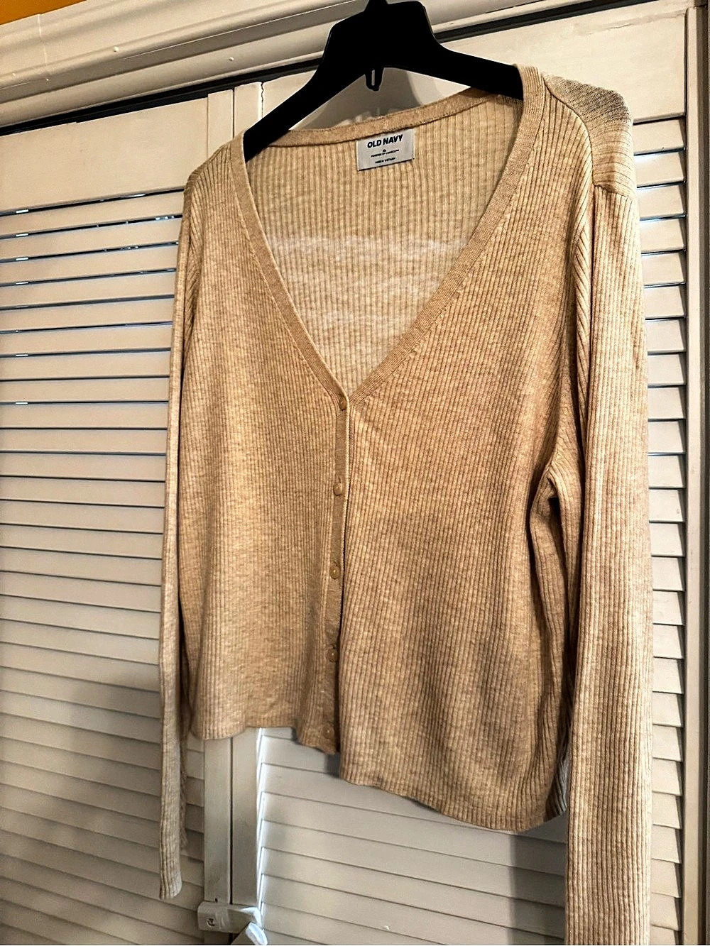 Old Navy Ribbed Button Front Cardigan in Brown Size XL